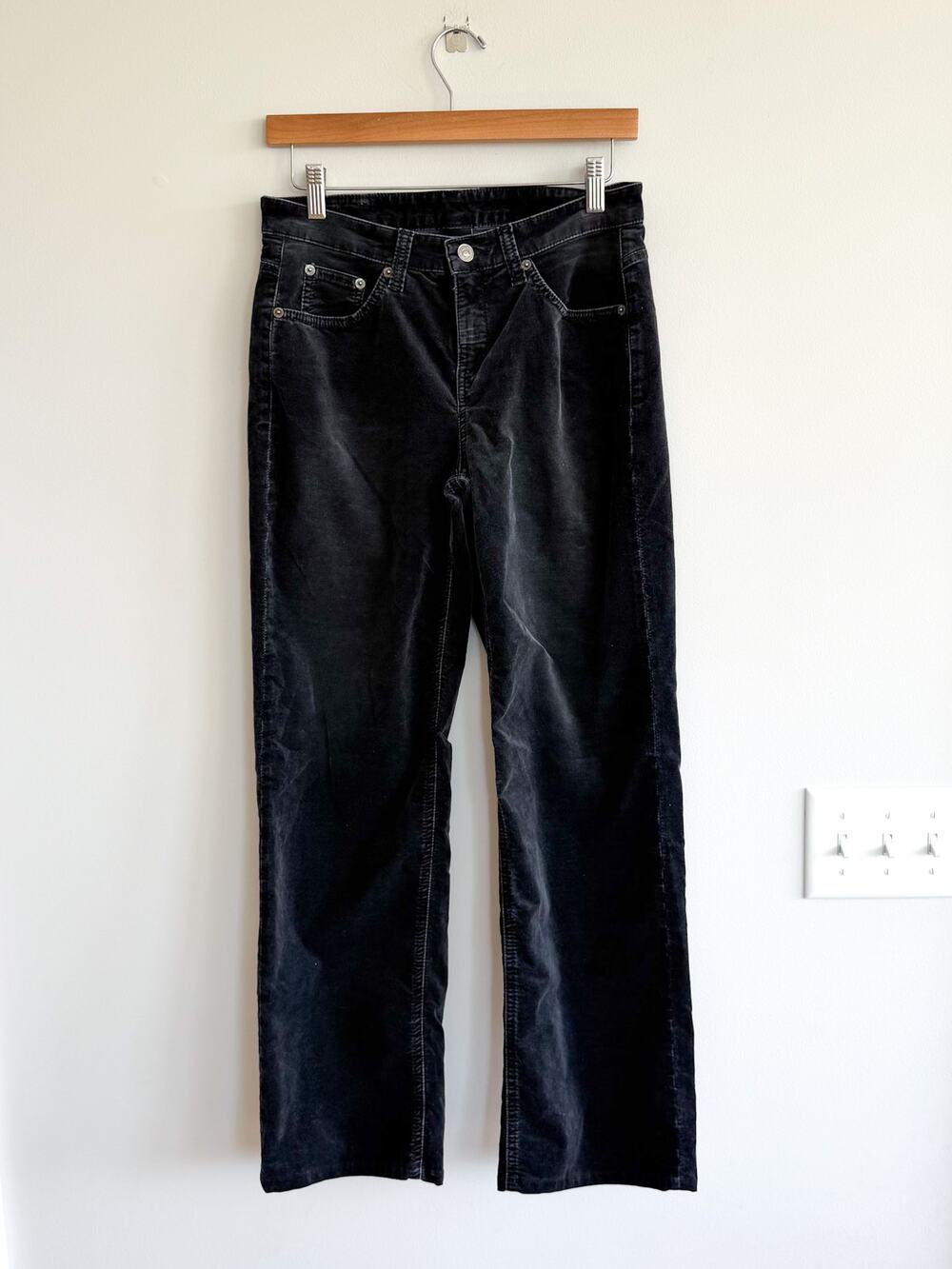 Mac Jeans Rich Carla Velvet High Rise Wide Leg Jeans Black 34